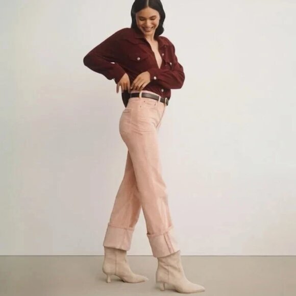 Brand New Pilcro The Scotty Cuffed High Rise Straight-Leg Jeans;Corduroy Edition - Picture 3 of 10